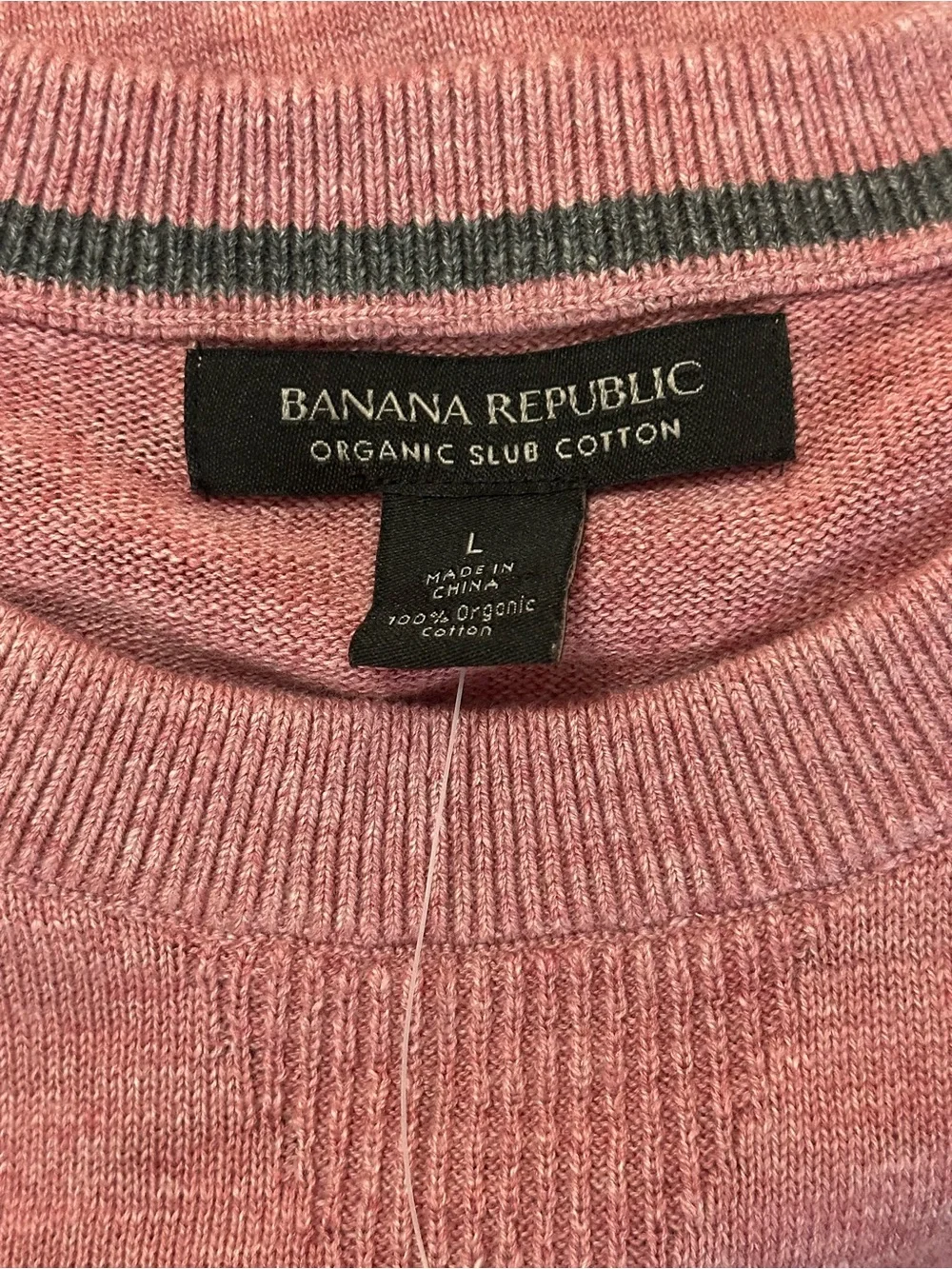 Banana Republic Organic Slub Cotton Crew Neck Sweater Pink Large NWT